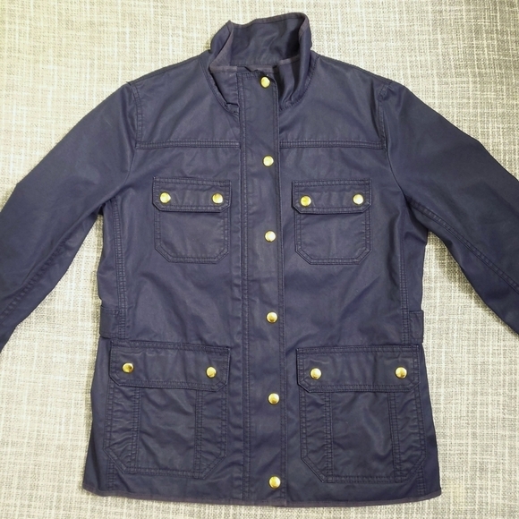 J. CREW Downtown Field Jacket Military Utility Navy Blue Women’s S - Picture 14 of 16